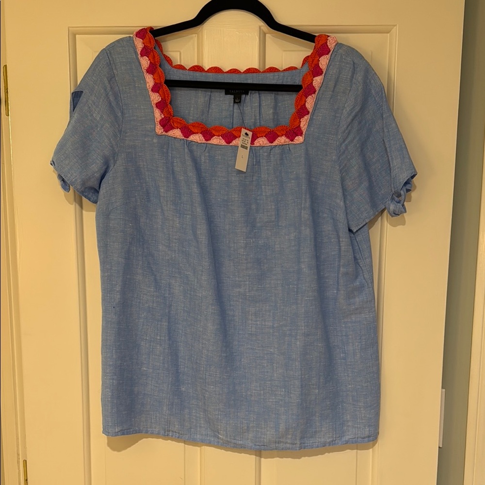 Blue Top with Colorful Accents